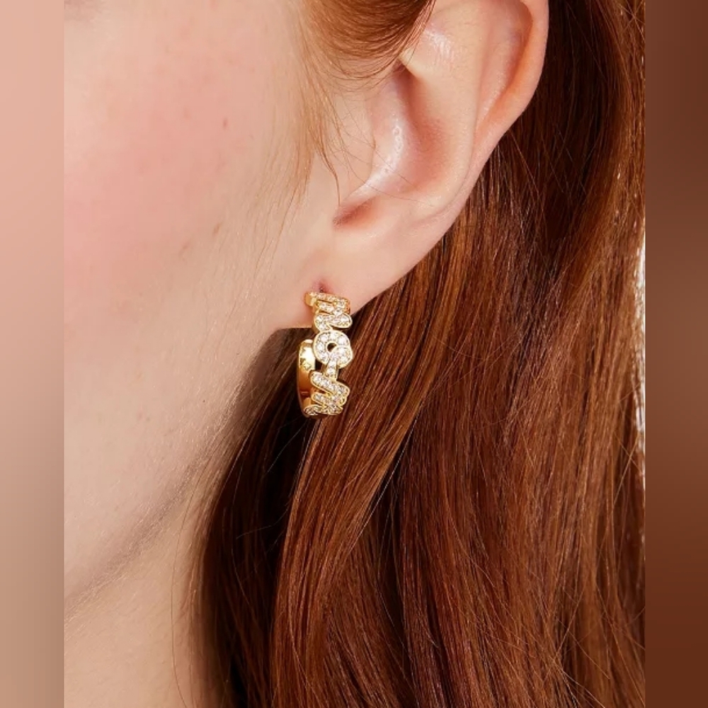 Kate Spade Love You Mom Hoop Earrings With Cubic Zirconia